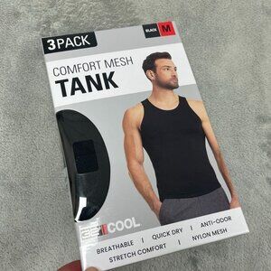 32 Degrees Cool 3-Pack Mens Comfort Mesh Tank Top Black M a0014